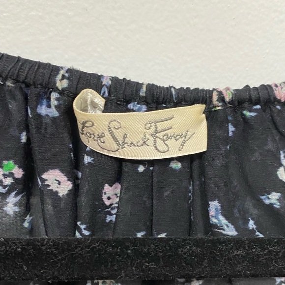 LoveShackFancy Black Ruffle Popover Floral blouse in Black Jardin Size Small - Picture 12 of 14